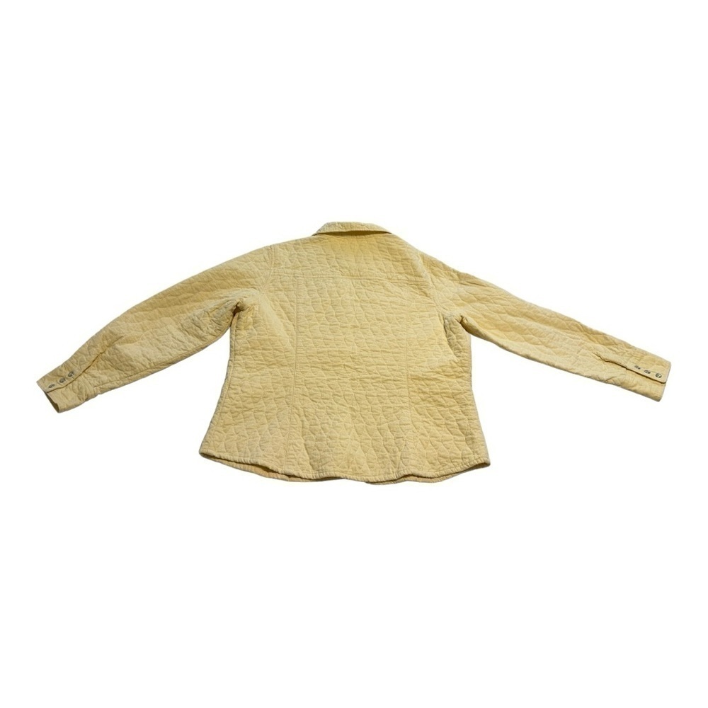 Quilted Corduroy Snap Button Pastel Yellow Coat | Denver Hayes - Size Medium - Picture 3 of 12